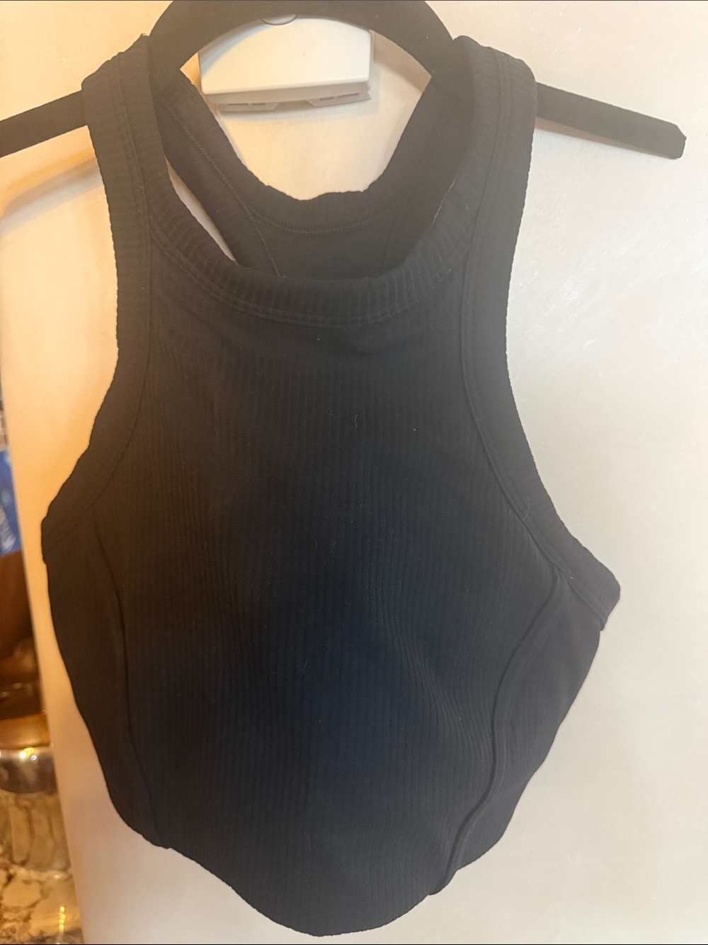 lululemon athletica Black Ribbed High-Neck Racerback Crop